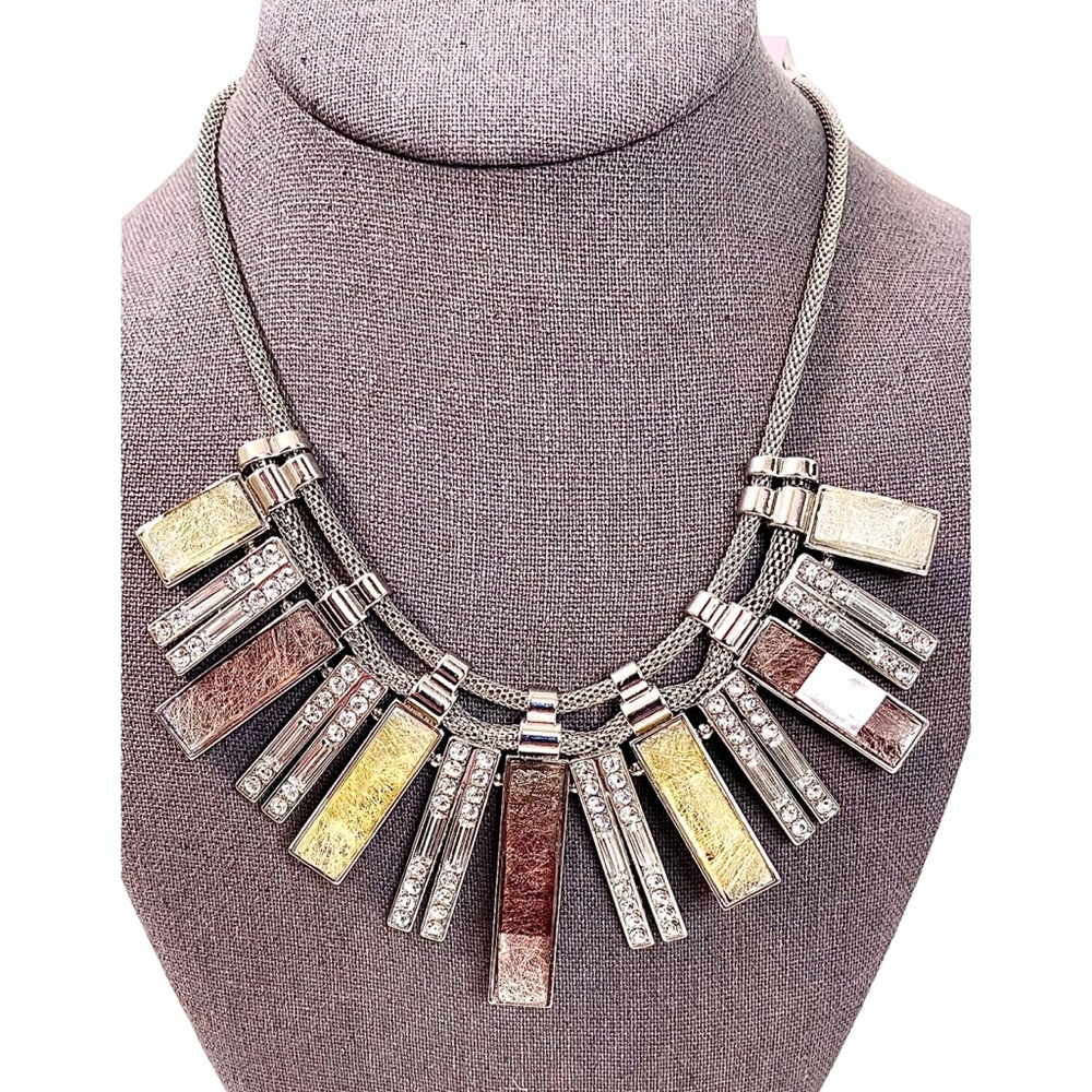 Jennifer Lopez Silver and Gold Statement Necklace